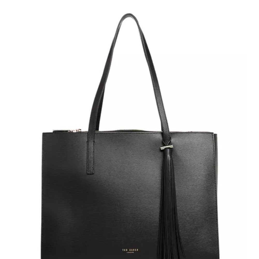 Ted Baker Black Leather Tote Bag with Tassel